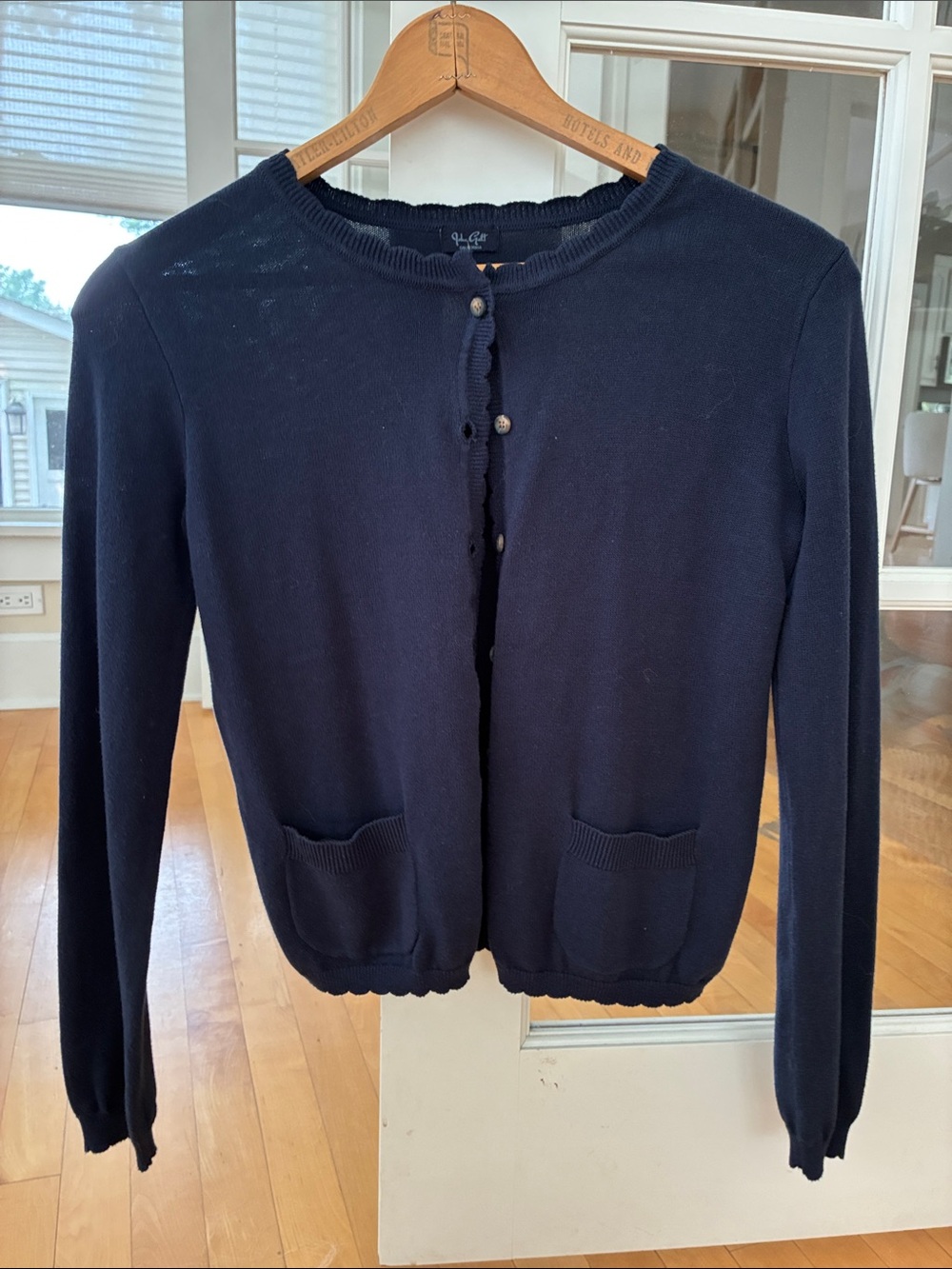 Brandy Melville Navy Scallop-Edge Button Cardigan